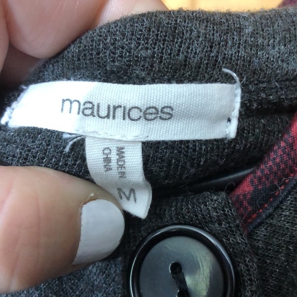Maurice Buffalo/gray print pull over quarter button up sweatshirt size medium​ - Picture 6 of 7
